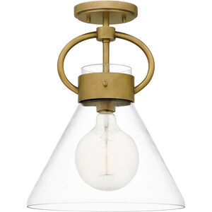 Webster 1 Light 12 inch Weathered Brass Semi-Flush Mount Ceiling Light