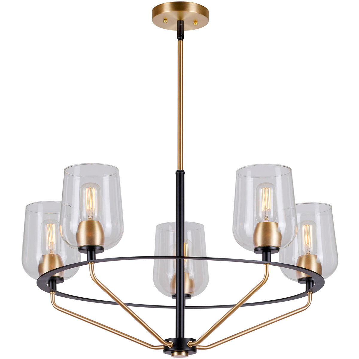 Palmer 5 Light 29 inch Black and Soft Gold Chandelier Ceiling Light