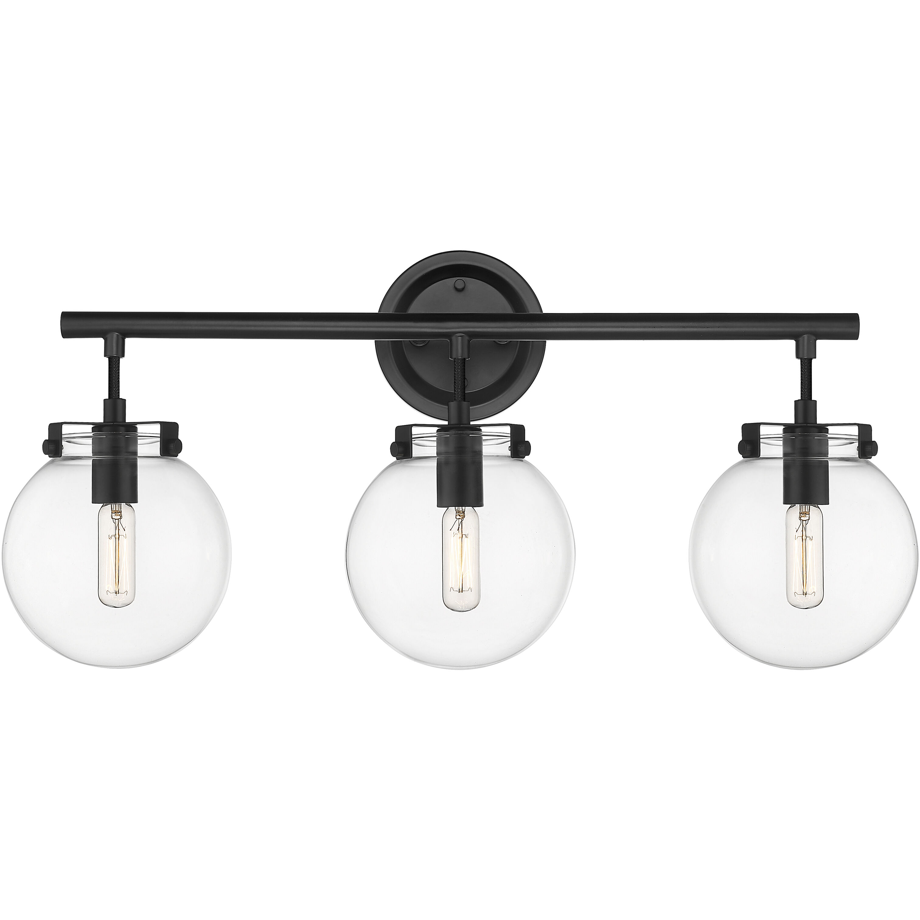 Auralume Span LED 24.88 inch Matte Black and Clear Bath Vanity Light Wall Light