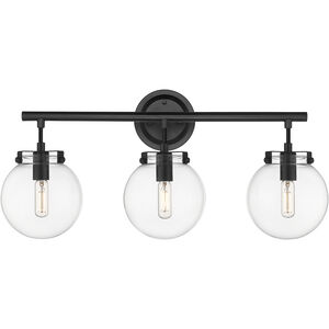 Auralume Span LED 24.88 inch Matte Black and Clear Bath Vanity Light Wall Light