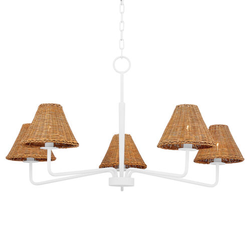 Issa 5 Light 40 inch Texture White Chandelier Ceiling Light