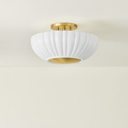 Anne 2 Light 15 inch Aged Brass Flush Mount Ceiling Light