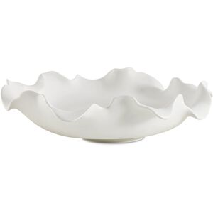 Wave Crest White Ceramic Outdoor Bowl
