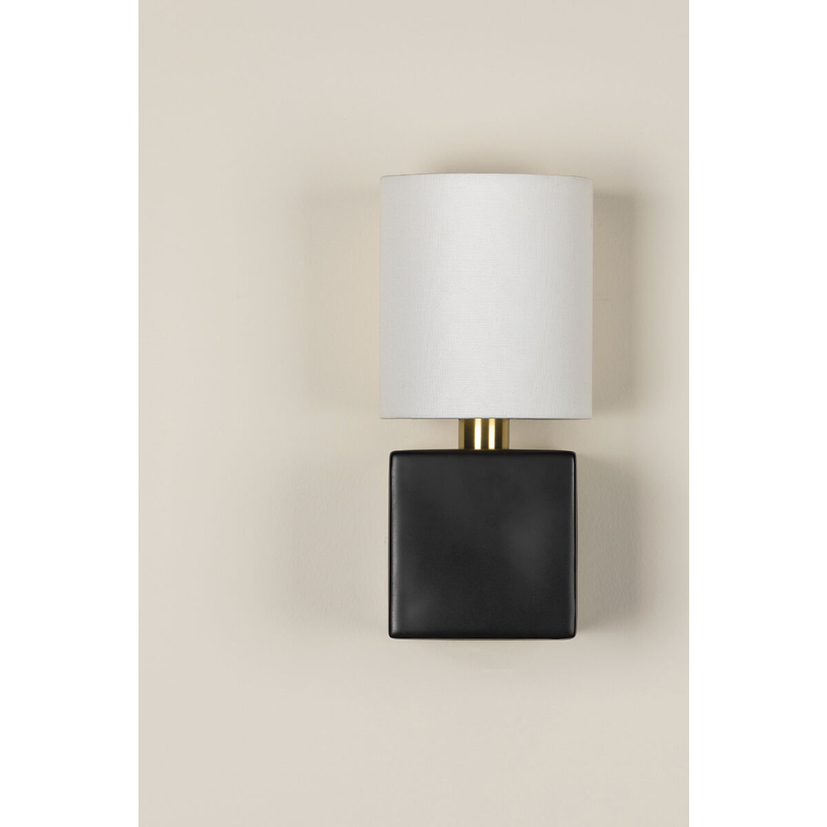 Joey 1 Light 5.75 inch Aged Brass and Ceramic Satin Black Wall Sconce Wall Light