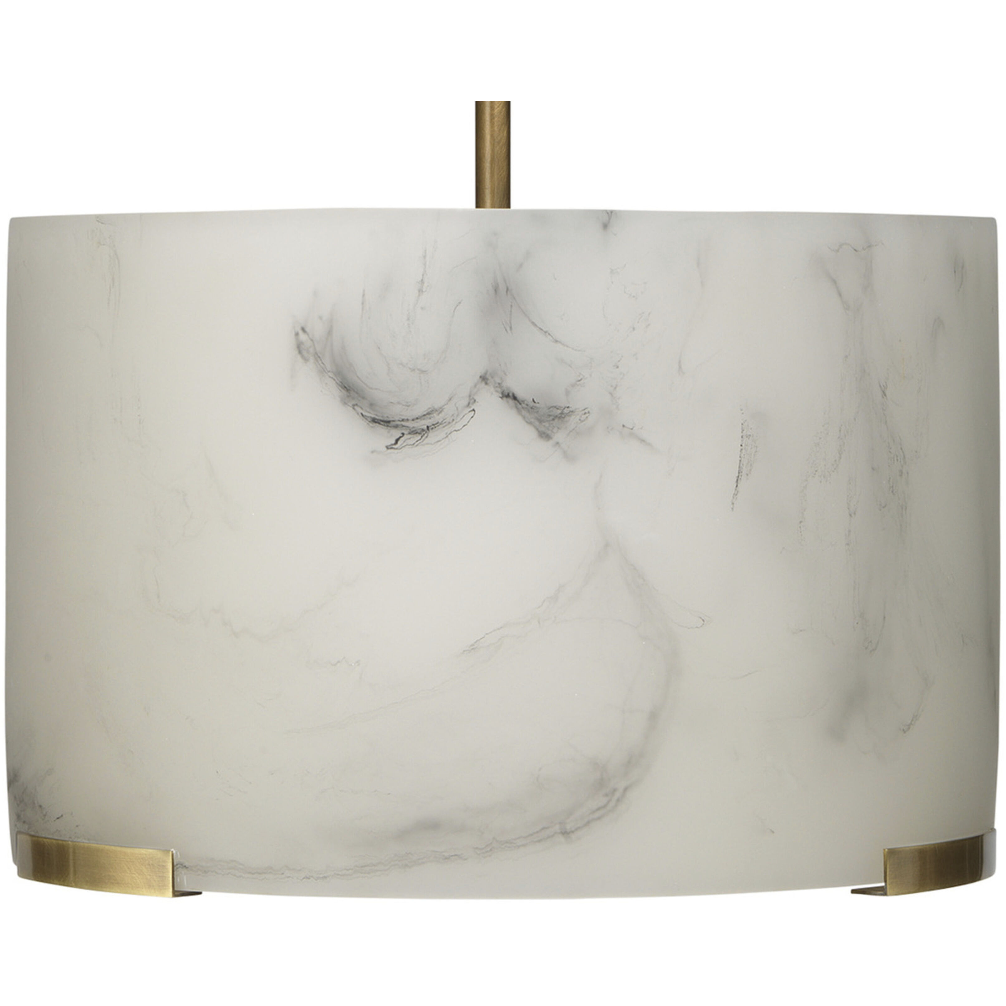 Elancourt 3 Light 17 inch White Faux Alabaster & Antique Brass Pendant Ceiling Light