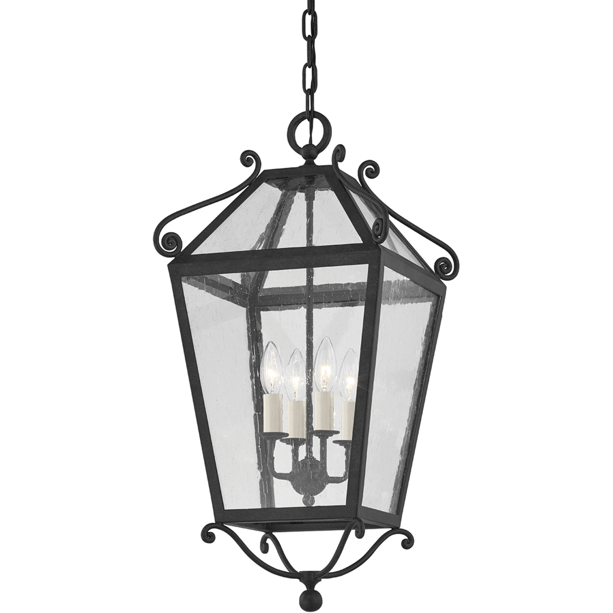 Santa Barbara County 4 Light 15 inch French Iron Outdoor Lantern