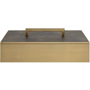 Wessex 14 inch Classic Brass and Gray Faux Shagreen Box