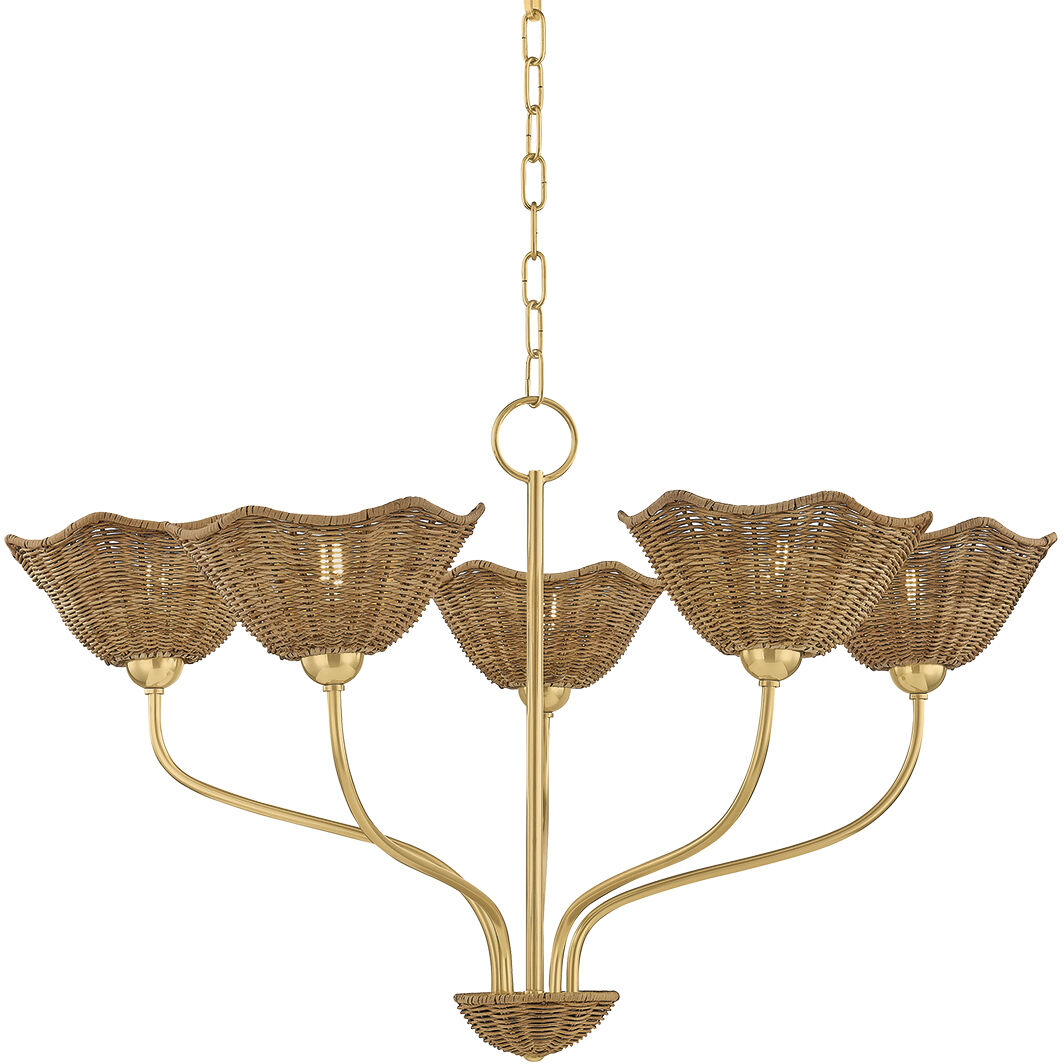 Kehlani 5 Light 32.5 inch Aged Brass Chandelier Ceiling Light