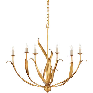 Menefee 6 Light 32 inch Antique Gold Leaf Chandelier Ceiling Light