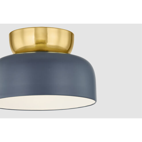 Batya 1 Light 13 inch Aged Brass/Slate Blue Flush Mount Ceiling Light