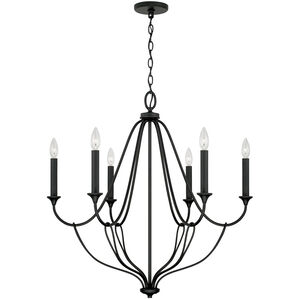 Bentley 6 Light 30 inch Black Iron Chandelier Ceiling Light