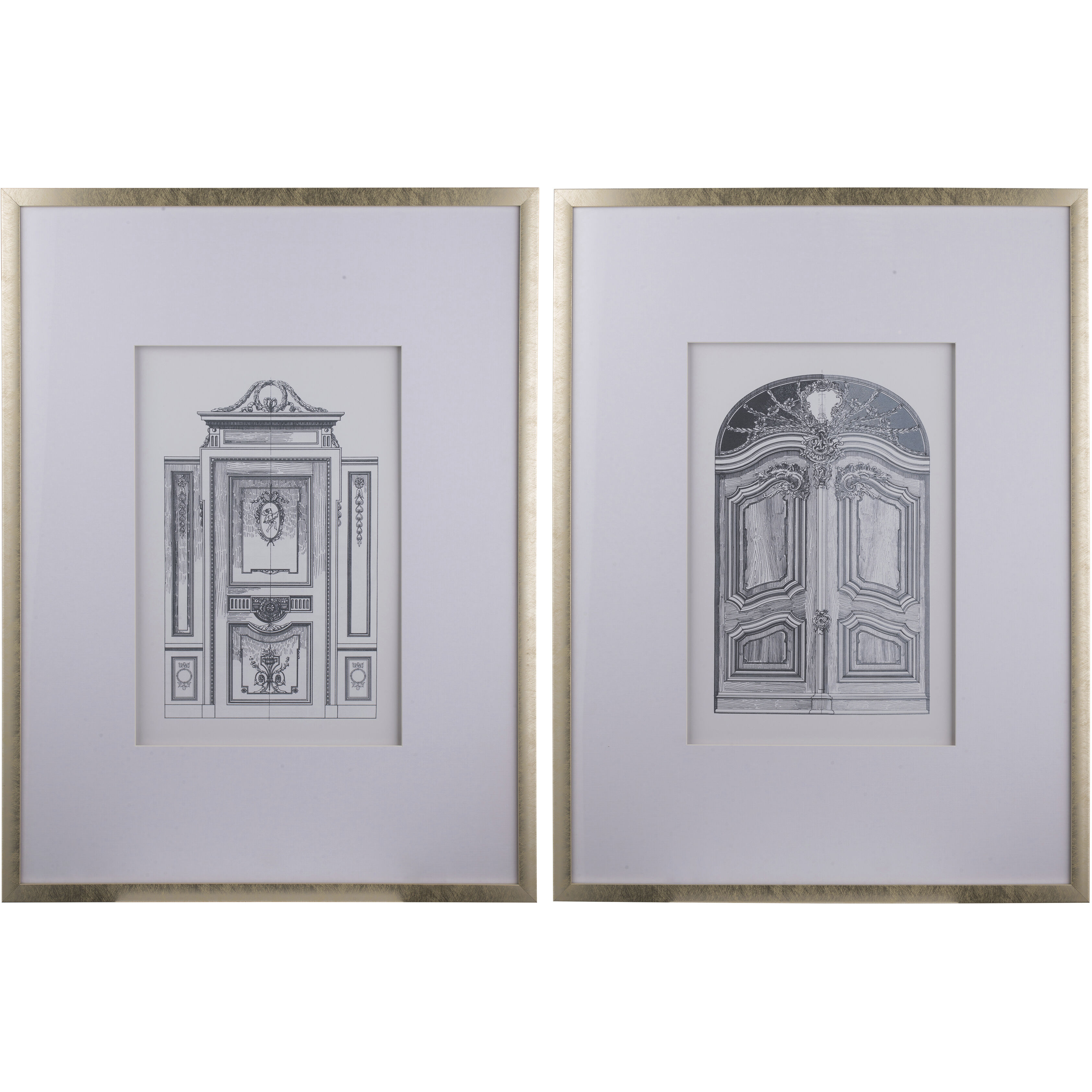 Framed Silver Wall Art, Set of 2