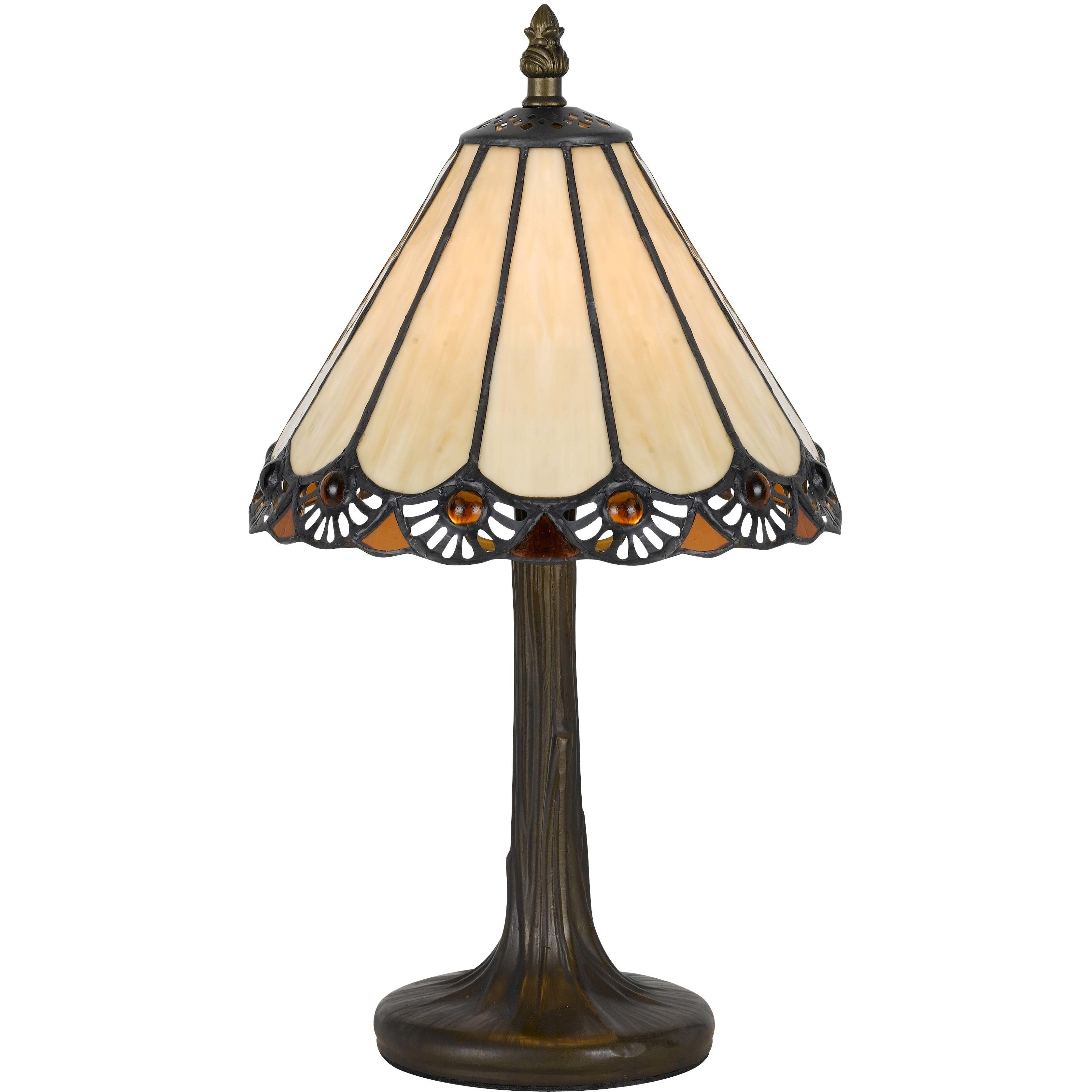 Tiffany 14 inch 40 watt Antique Brass Accent Table Lamp Portable Light