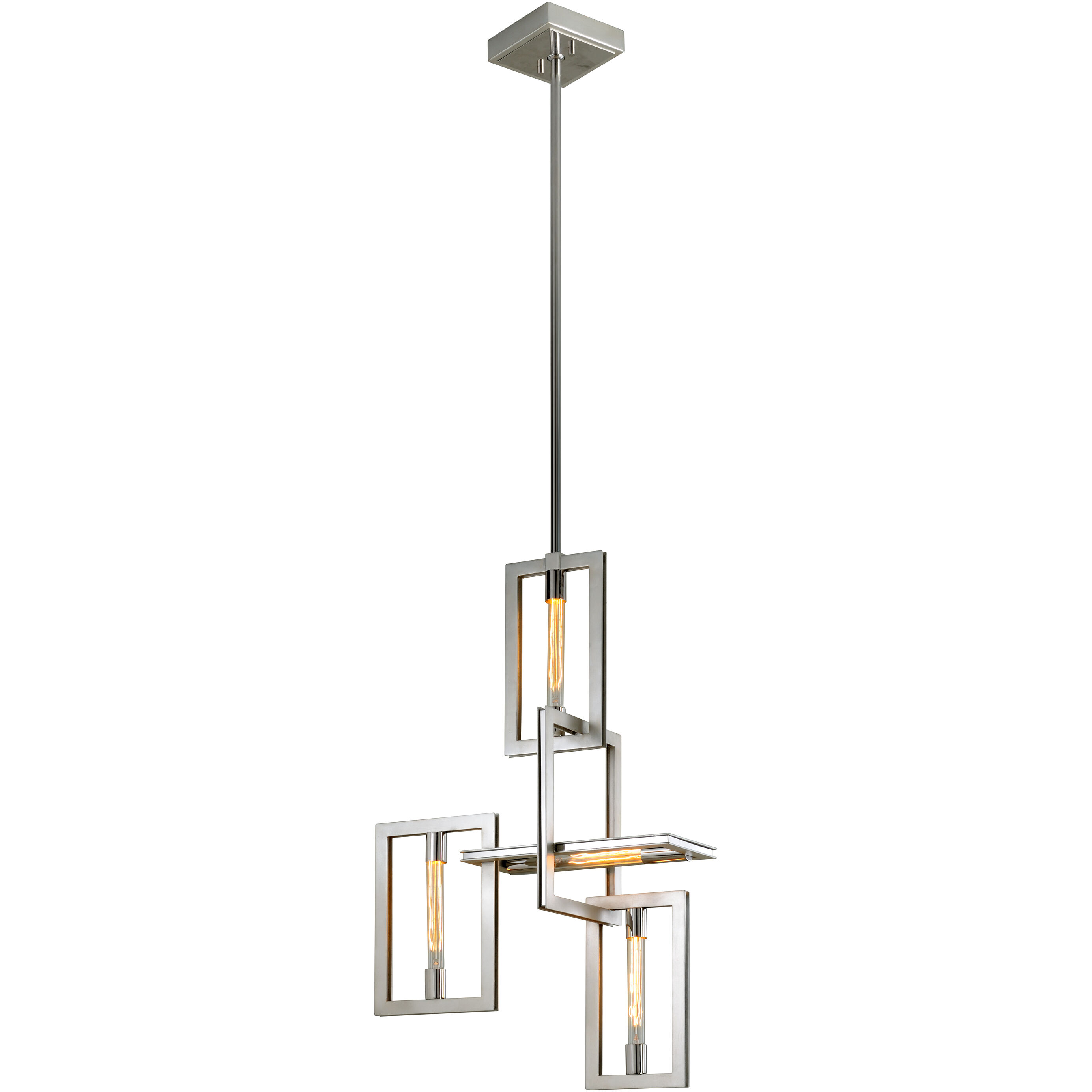 Enigma 4 Light 24 inch Silver Leaf W Stainless Accent Chandelier Ceiling Light