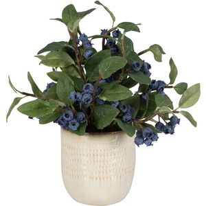 Blueberry Fields Green and Blue with Neutral Tan Glaze Blueberry Accent