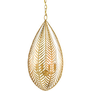 Queenbee Palm 4 Light 14.5 inch Contemporary Gold Leaf Chandelier Ceiling Light
