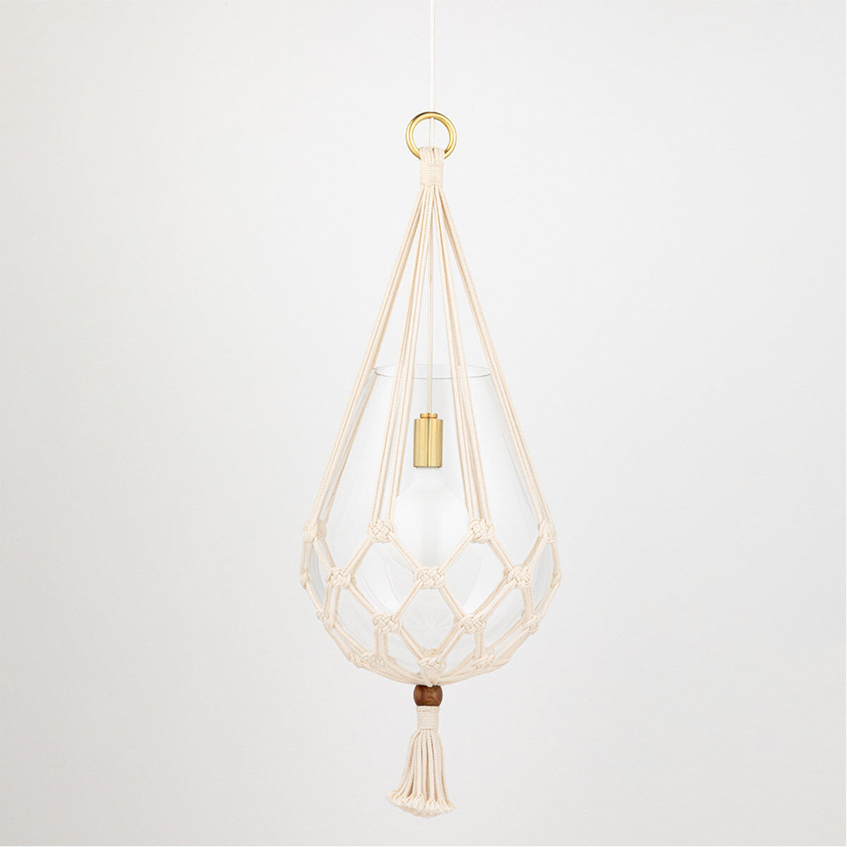 Tessa 1 Light 15 inch Aged Brass, Natural Pendant Ceiling Light