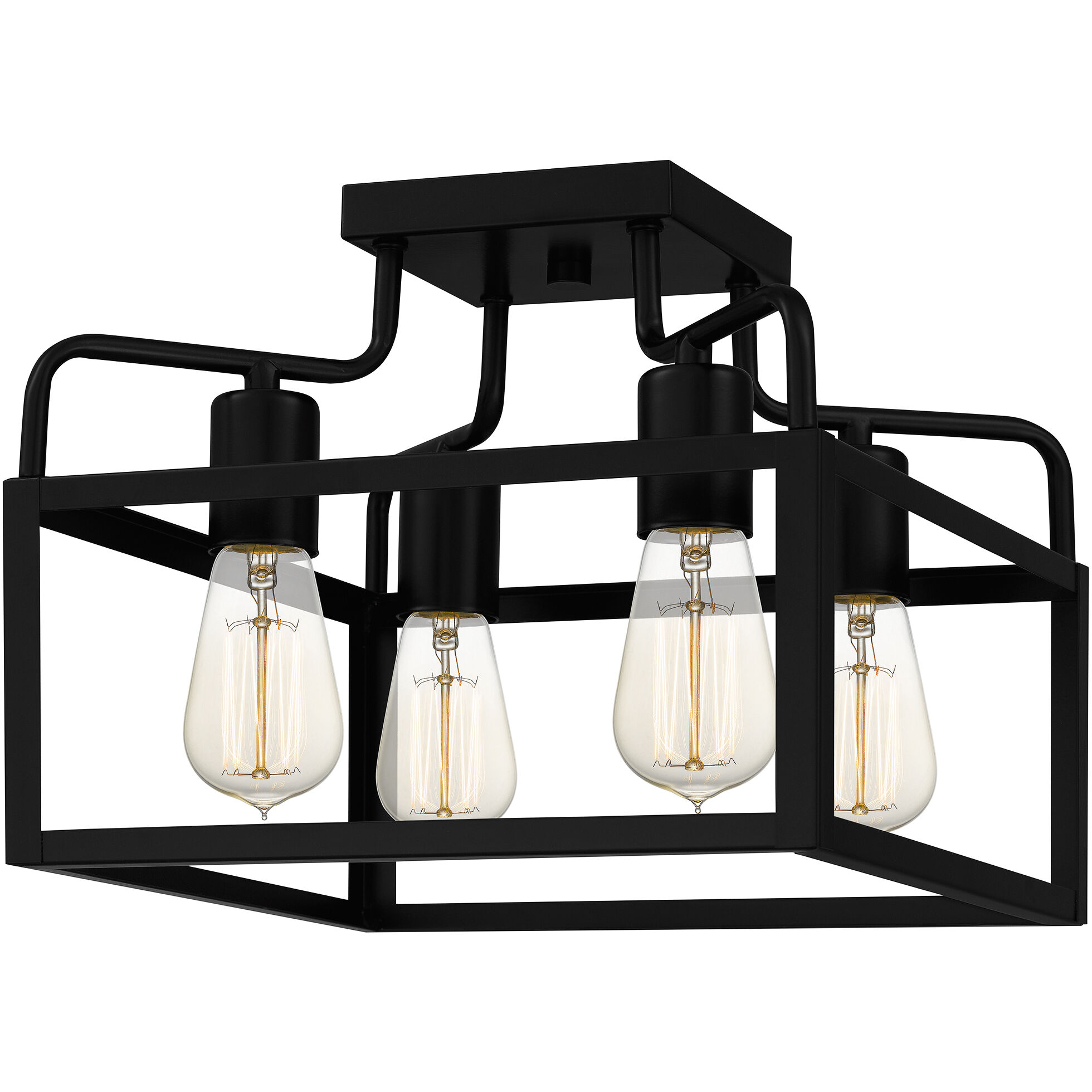 Paulsen 4 Light 12 inch Matte Black Semi-Flush Mount Ceiling Light