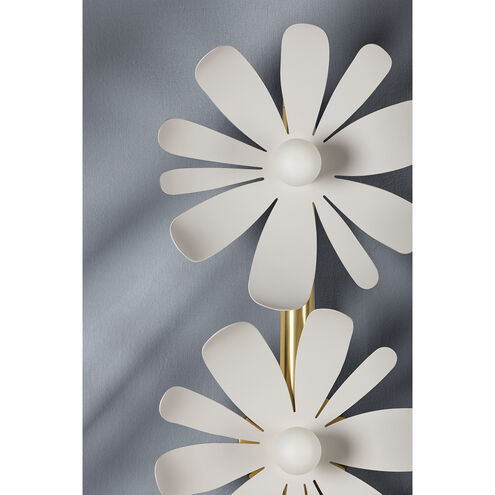 Twiggy 3 Light 12 inch Aged Brass/Textured White Combo Vanity Light Wall Light