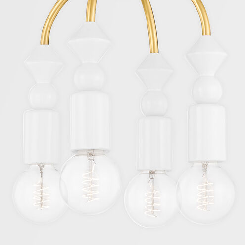 Flora 4 Light 12 inch Aged Brass Semi Flush Ceiling Light