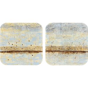 Coastal Horizon Blue and Brown and Metallic Wall Sculpture