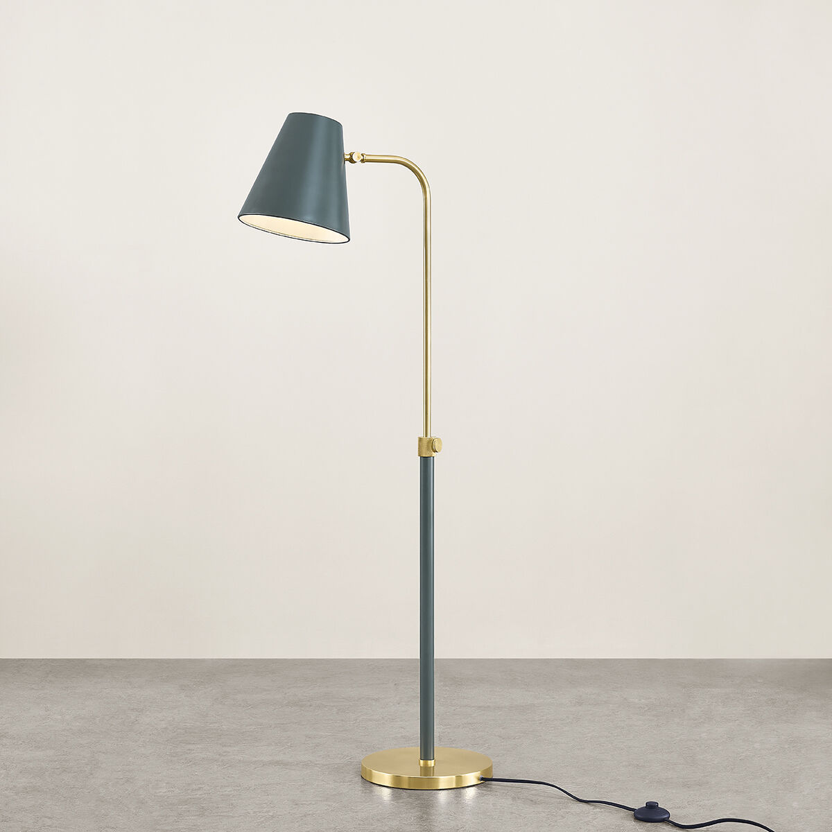Georgann 52 inch 15.00 watt Aged Brass/Soft Studio Green Floor Lamp Portable Light
