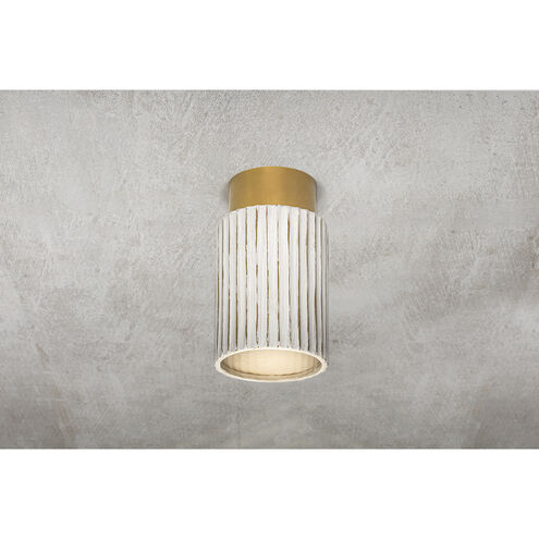 Corissa 1 Light 5.75 inch Aged Brass and Ceramic Whitewash Bisque Flush Mount Ceiling Light