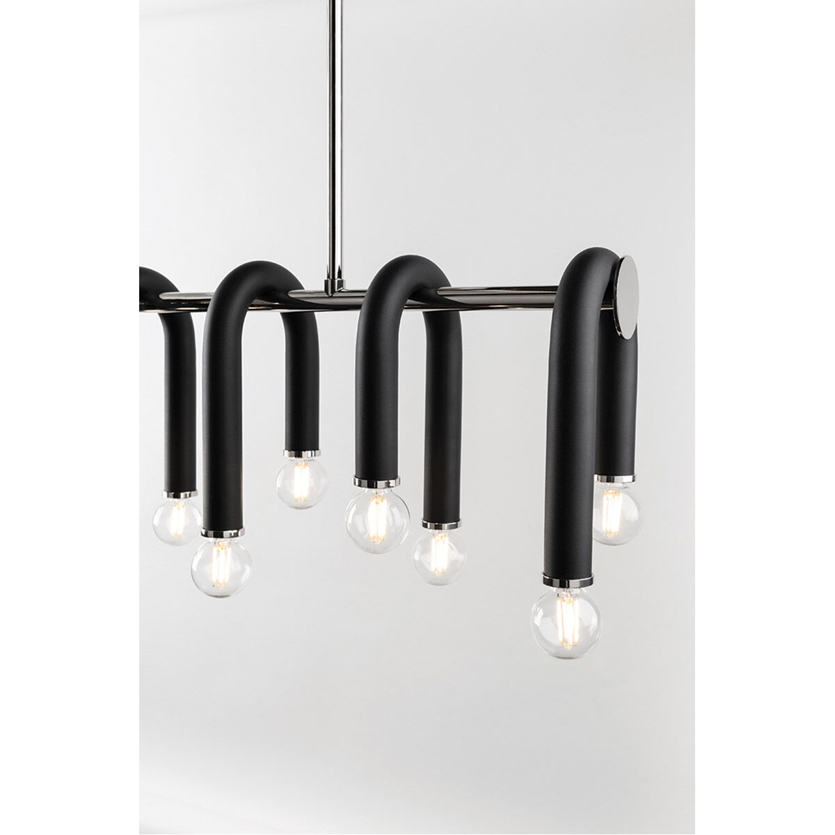 Whit 14 Light 38 inch Polished Nickel/Black Linear Pendant Ceiling Light