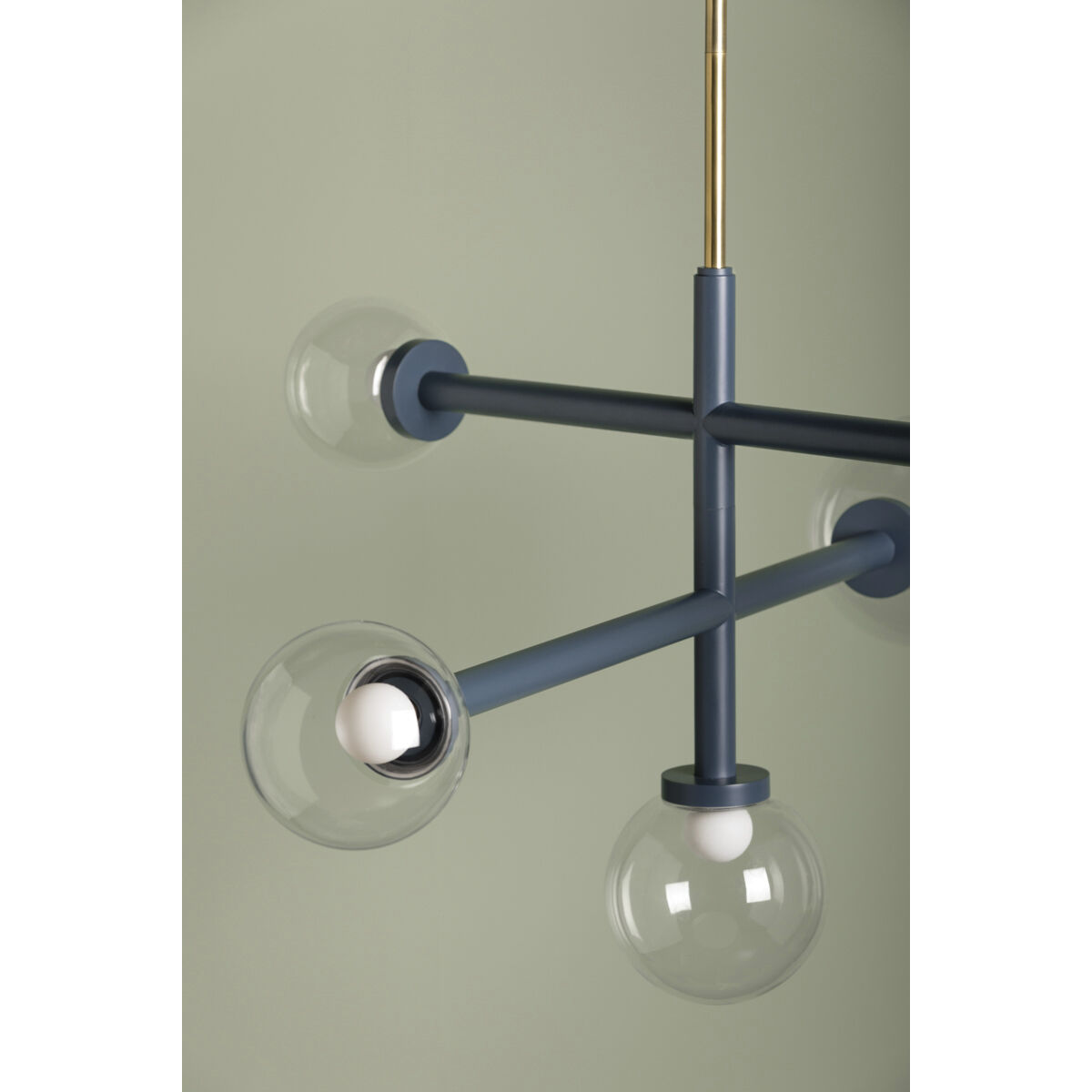 Sia 5 Light 43.25 inch Aged Brass/Slate Blue Chandelier Ceiling Light
