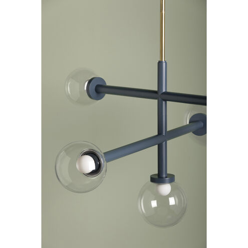 Sia 5 Light 43.25 inch Aged Brass/Slate Blue Chandelier Ceiling Light