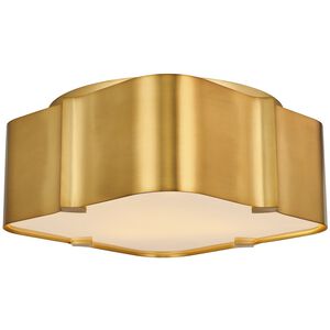 Lotus 3 Light 14 inch Winter Brass Flush Mount Ceiling Light