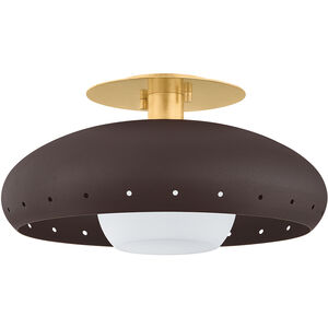 Kimber 1 Light 15.75 inch Vintage Gold Leaf/Textured Bronze w/ Highlight Flush Mount Ceiling Light