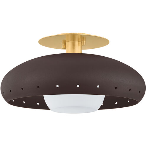 Kimber 1 Light 15.75 inch Vintage Gold Leaf/Textured Bronze w/ Highlight Flush Mount Ceiling Light