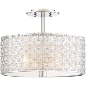 Verity 3 Light 15 inch Polished Chrome Semi-Flush Mount Ceiling Light