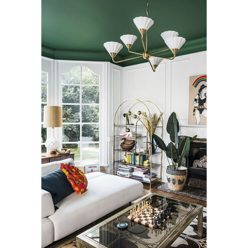 Kelsey 6 Light 35 inch Aged Brass Chandelier Ceiling Light