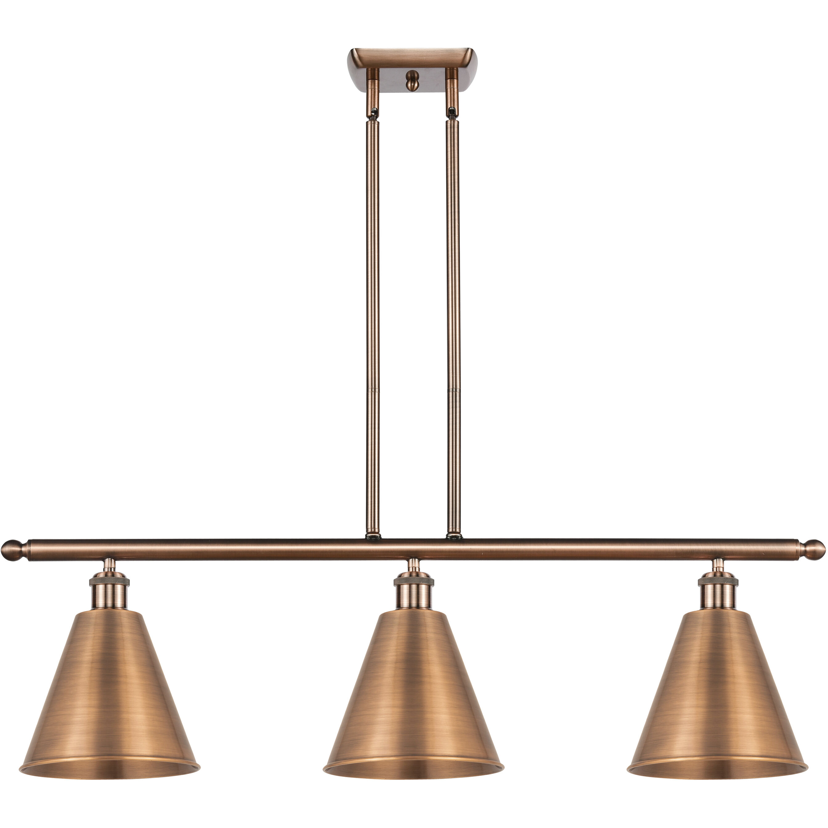 Ballston Cone 3 Light 36 inch Antique Copper Island Light Ceiling Light