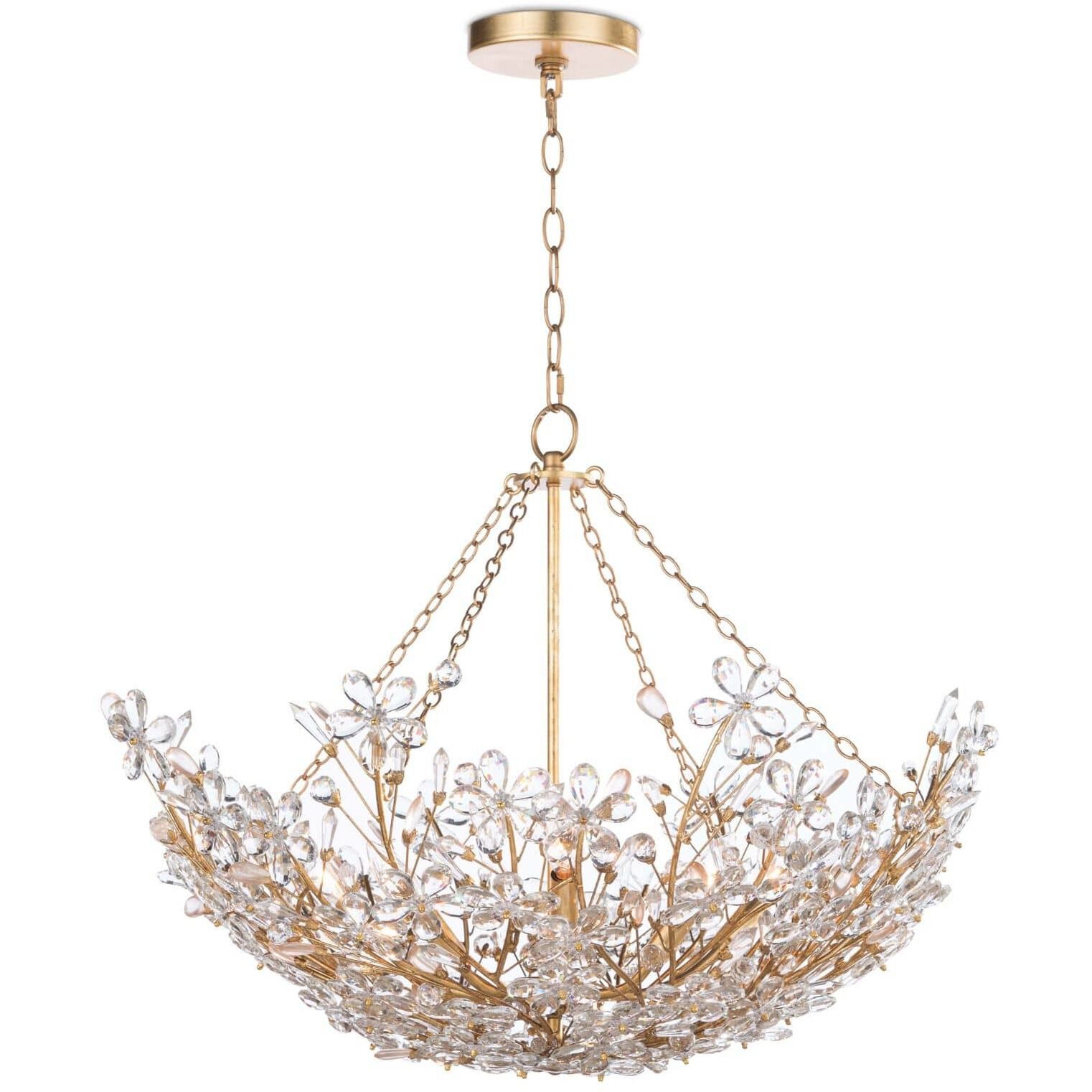 Cheshire 6 Light 27.5 inch Gold Leaf Chandelier Ceiling Light, Basin