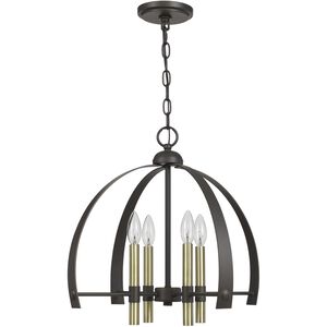 Utica 4 Light 19 inch Antique Brass with Bronze Chandelier Ceiling Light