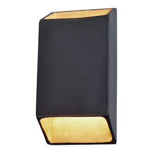 Ambiance LED 7 inch White Crackle ADA Wall Sconce Wall Light, Open Top and Bottom Fixture, Tapered Rectangle