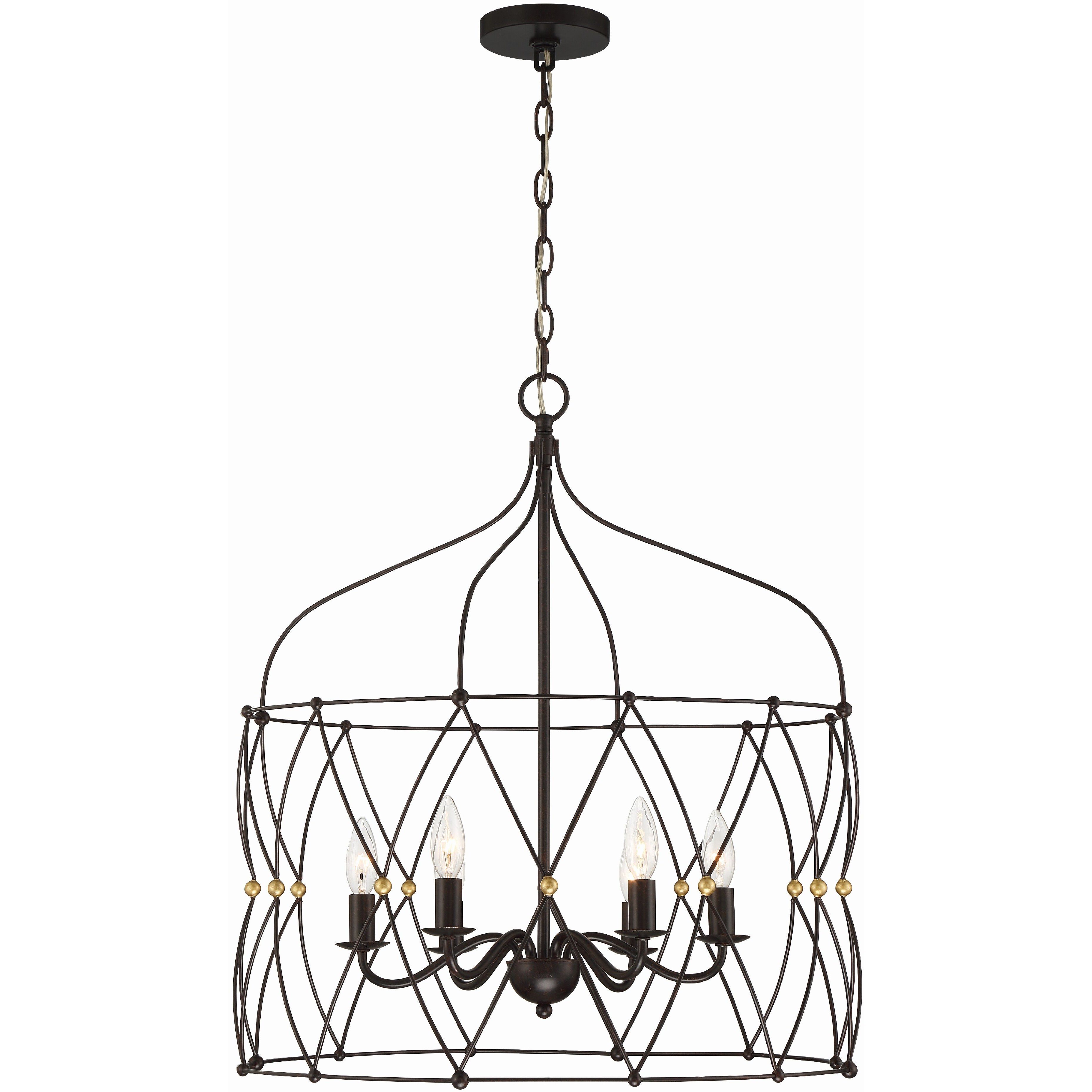 Zucca 6 Light 24 inch English Bronze and Antique Gold Lantern Chandelier Ceiling Light