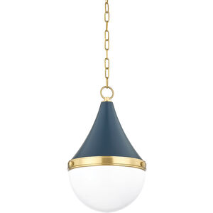 Ciara Pendant Ceiling Light in Aged Brass and Soft Navy