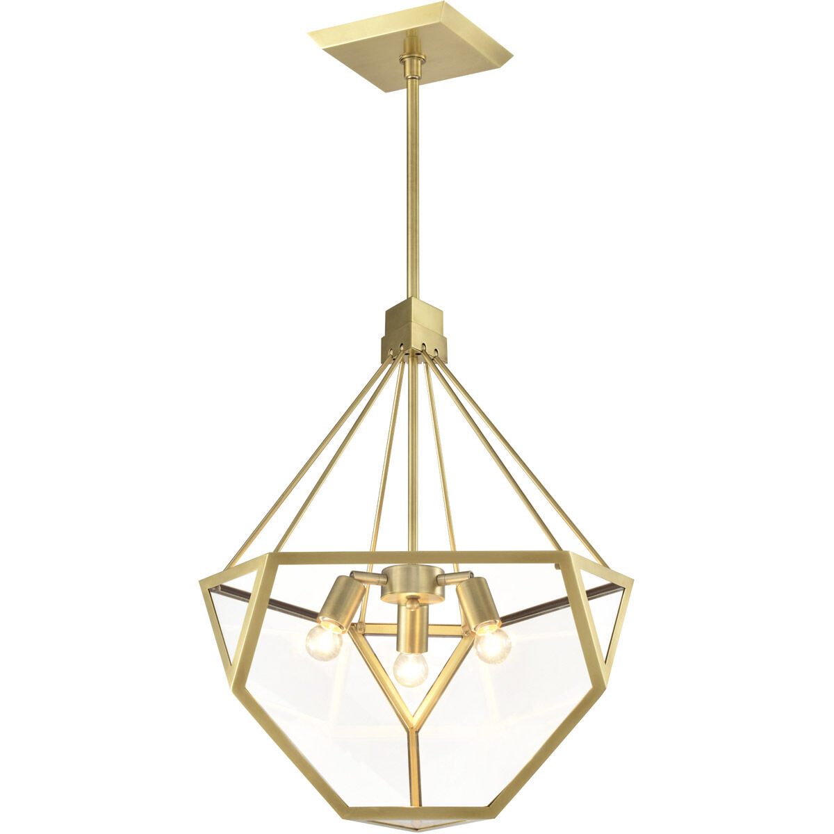 MoonBow 3 Light 18 inch Aged Brass Chandelier Ceiling Light