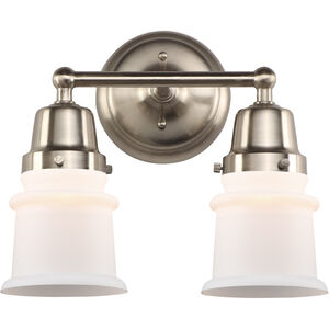 Aditi Small Canton 2 Light 13.25 inch Brushed Satin Nickel Bath Vanity Light Wall Light, Aditi