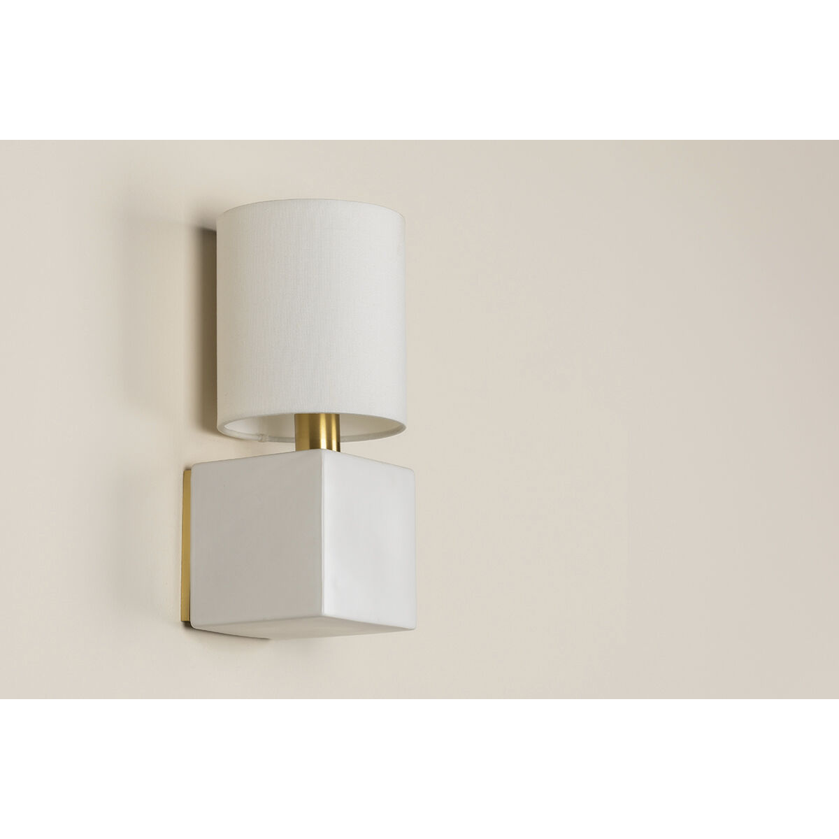 Joey 1 Light 5.75 inch Aged Brass/Ceramic Satin White Wall Sconce Wall Light