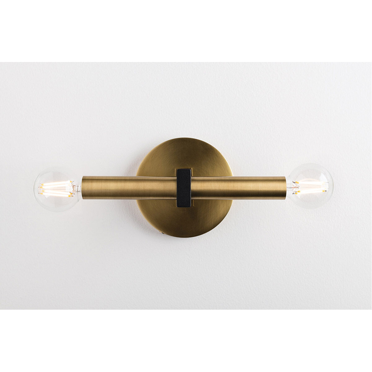 Colette 2 Light Aged Brass / Black Wall Sconce Wall Light in Aged Brass and Black
