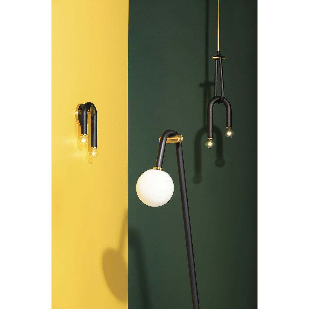 Whit 2 Light 7 inch Aged Brass/Black Wall Sconce Wall Light
