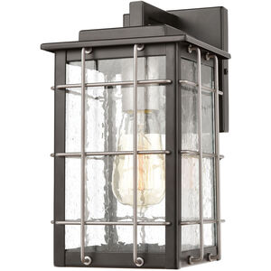 Huck 1 Light 11 inch Matte Black with Weathered Zinc Outdoor Wall Sconce