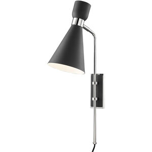 Willa 1 Light Polished Nickel Wall Sconce Wall Light in Black Metal