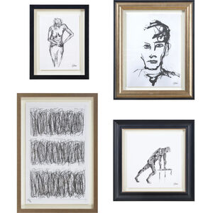Studio Line Sketch Black/White Wall Art, 4 Piece