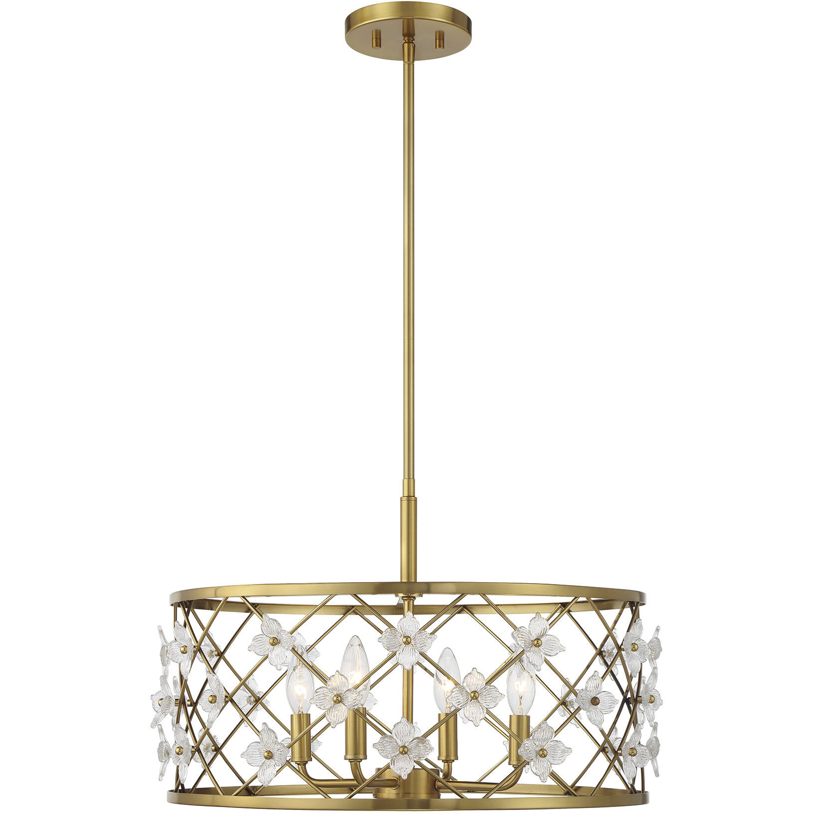 Bailey 4 Light 20 inch Warm Brass Convertible Semi-Flush or Pendant Ceiling Light